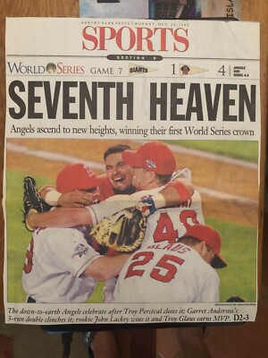 ANAHEIM ANGELS win the 2002 WORLD SERIES over SF Giants Newspaper clipping  - Main Image