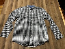 George Shirt, Mens Sz L, Blue White, Plaid, Button Up, Long Sleeve, Classic Fit