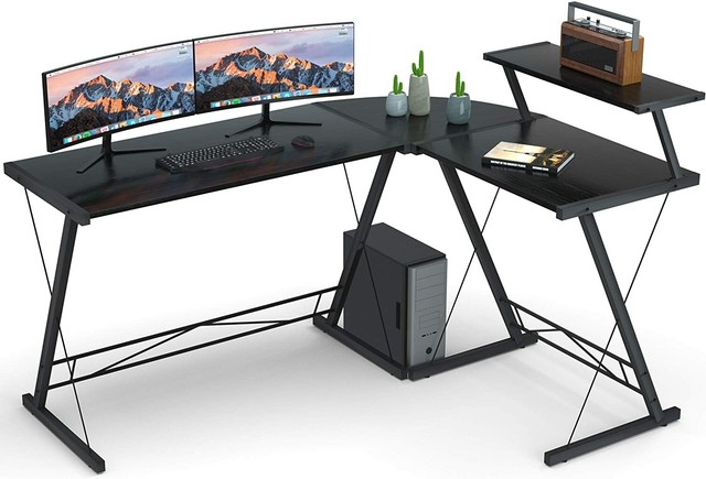 L Shaped Desk Home Office Desk With Round Corner Coleshome