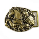 Belt buckle Fighting Knight, Medieval military solid brass belt buckle