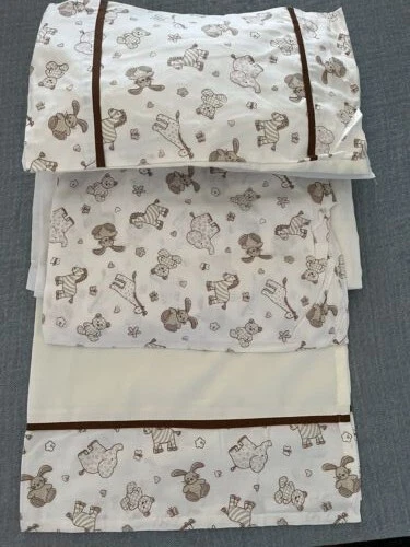 Baby nursery crib 10 piece very soft brown/beige/white bedding set