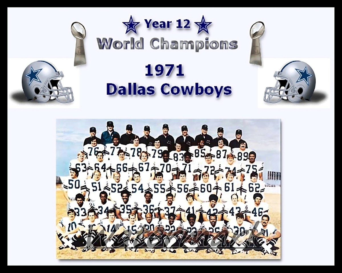 1971 Dallas Cowboys Super Bowl Champion Color Team Picture 8 X 10
