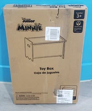 DELTA CHILDREN TOY BOX W/ RETRACTABLE FABRIC TOP, MINNIE MOUSE *DISTRESSED PKG