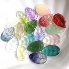10pcs Leaf Shape 18x11mm Crystal Glass Lampwork Top Drilled Pendants Loose Beads