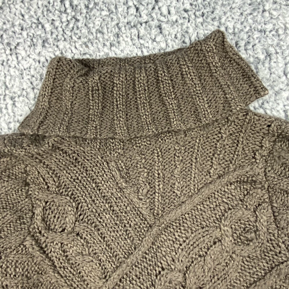 JH коллекционные свитер женщин большой капот шеи кабель трикотажа длинным рукавом коричневый - Изображение 2 из 4