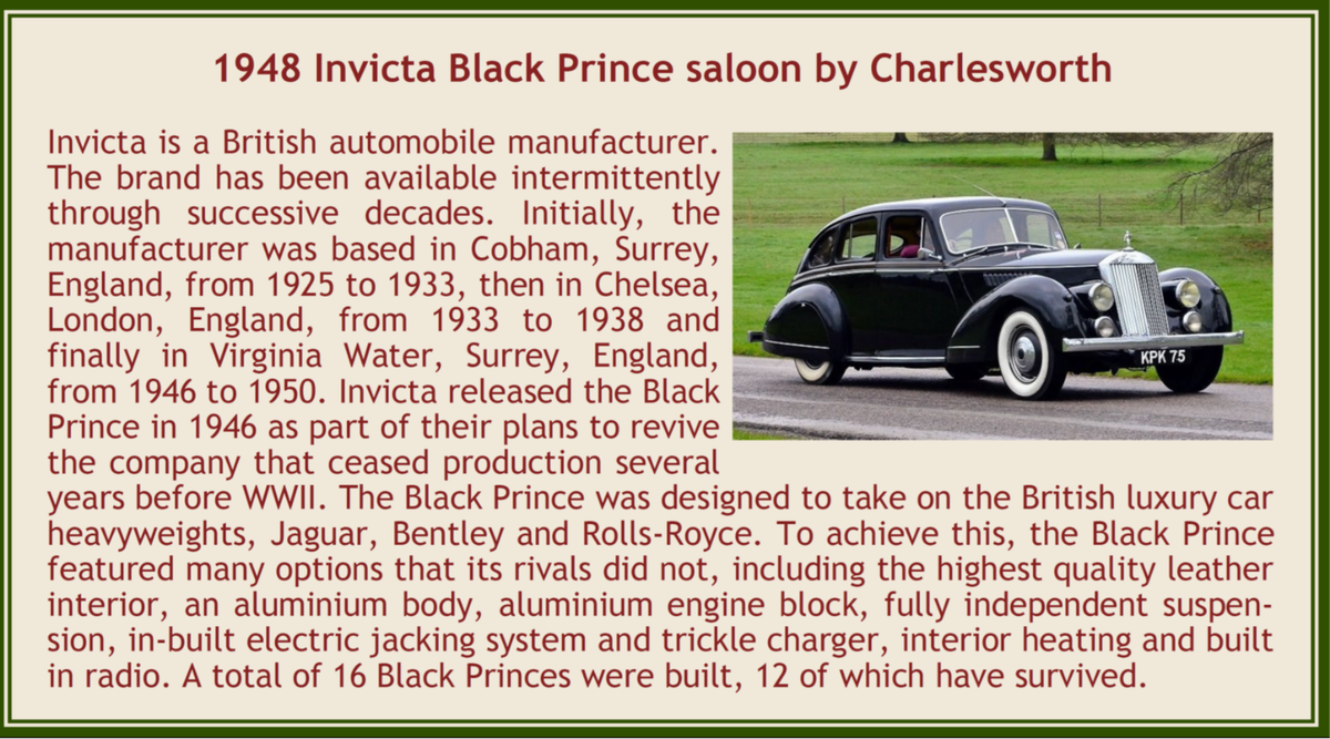 ESVAL 1948 Invicta Black Prince Charlesworth Built-in Lights 1:43
