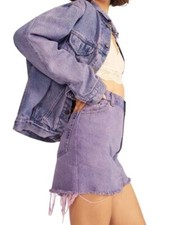 RARE Vintage Purple Guess by Marciano Acid Wash Denim Mini Skirt M - 28 Waist