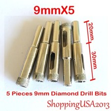 5 pcs 9mm Diamond Coated tool drill bit hole saw granite glass ceramic marble