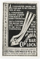 Antique 1897 COLUMBIA BAR-LOCK TYPEWRITER Vtg Bold Type Typography Art Print Ad thumbnail