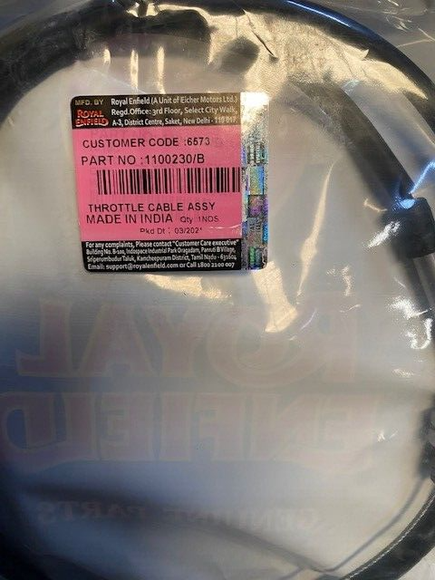 ROYAL ENFIELD THROTTLE CABLE ASSY 1100230/B | eBay