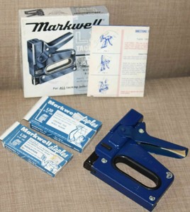 Vintage Markwell L3 Tacker Stapler Gun with Box Instructions Extra