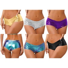 Women's Shiny Metallic Booty Shorts Liquid Wet Look Hot Pants Jazz Dance Bottoms