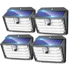 4 Pack 126 LED Solar Motion Sensor Wall lights Outdoor Garden Yard Security Lamp