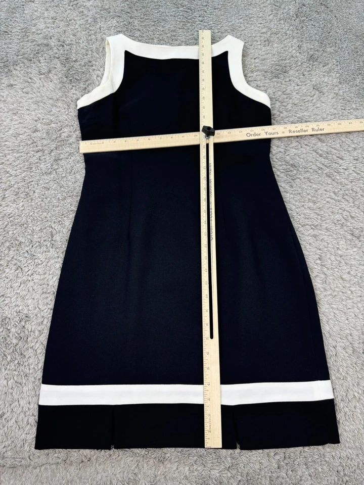 Amanda Smith Dress Womens 12P Petite Black Sleeveless Ruffle Pleated Sheath Vtg - Image 4 of 4