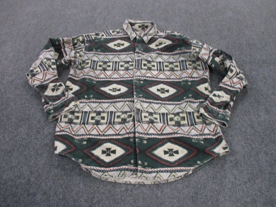 Camisa Vintage Tallada con Volantes Adulto L Franela Azteca Navajo Occidental Trabajo Pesado Para Hombres Foto 2 de 4