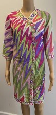 EMILIO PUCCI FOR FORMFIT ROGERS zig zag chevron double breasted robe S