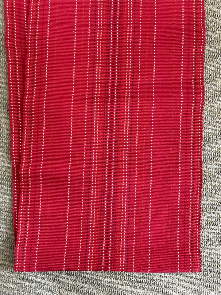 "Corredor de mesa rojo con rayas multicolores pesado 100 % algodón 14"" x 70"" hecho en India" Foto 4 de 4