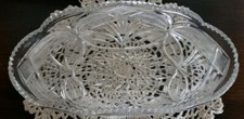 Pressed Clear Cut Glass Starburst Serving Dish Relish Tray Candy Dish