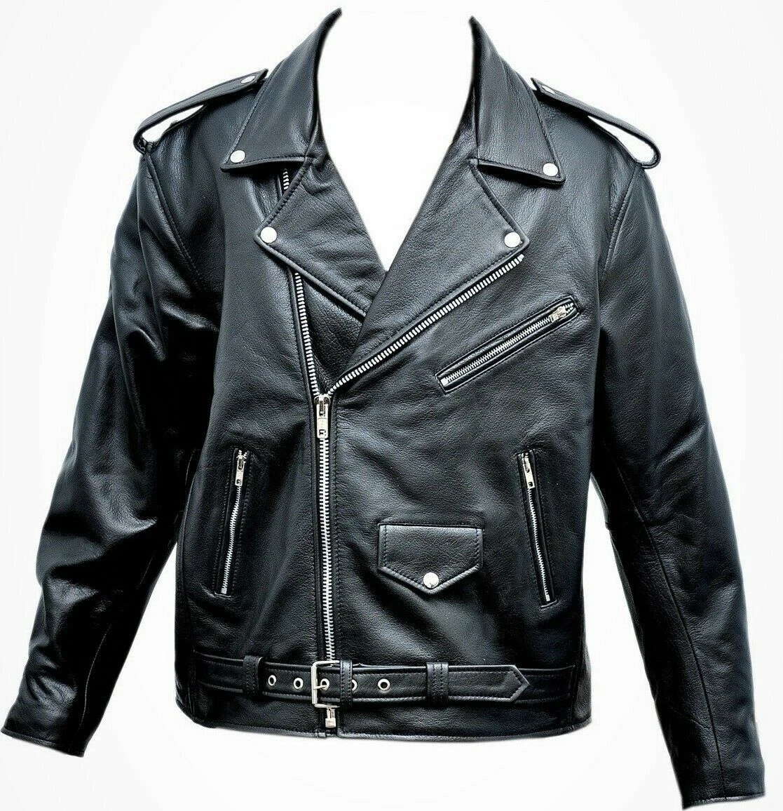Motorcycle Leather Jacket Touring Bike Riding Thick Real Leather Brando Jacket
Opens in a new window