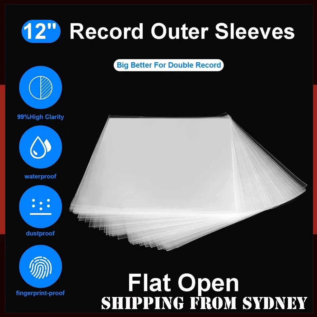 50PCS RECORD SLEEVES PLASTIC COVER OUTER For Vinyl LP's 12" Album Clear SLEEVES