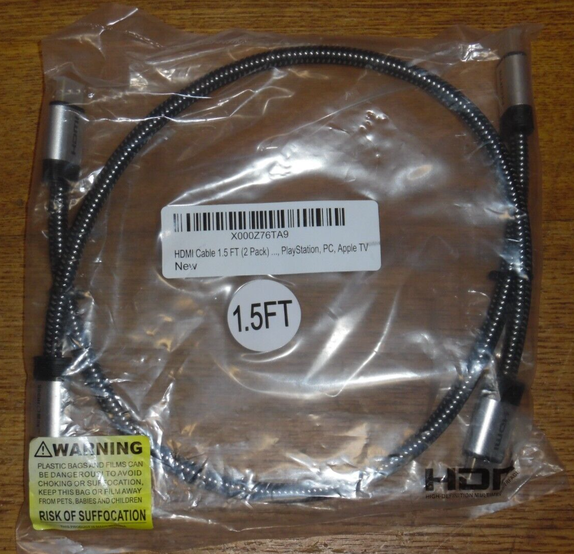 1.5ft HDMI Cable 2-Pack Male to Male High Speed X000Z76TA9-image