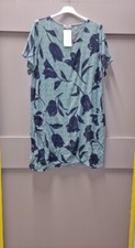 Ladies Tulip Print Lagenlook Linen Dress Green New Pockets 