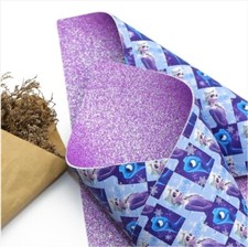 Frozen Princess FAUX LEATHER SHEET 8" X 13"  Double Sided Glitter Back 1151858