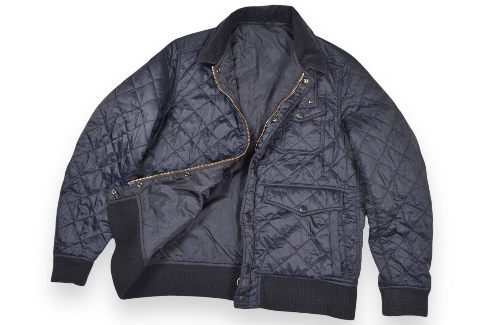 Men's Barbour Embleton Blouson Quilted Jacket Polyamide Navy England Size XL