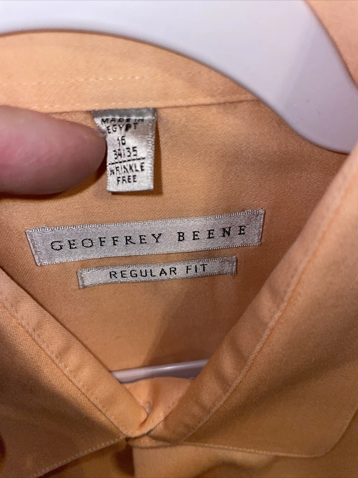 Camisa de vestir Geoffrey Beene para hombre talla mediana naranja melocotón abotonada manga larga Foto 2 de 4