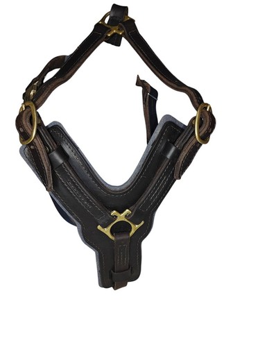ForDogTrainers FDT H10 XL Leather Agitation Harness Brass Quick-Release Ret $170