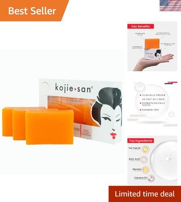 3 x 65g Kojic Acid Soap Bars - Acne-Prone Skin Care with Coconut & Tea Tree Oil