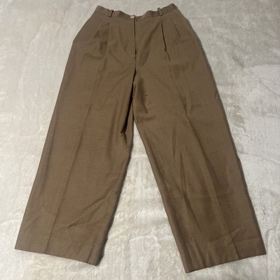 Rodier Women Brown Merino Wool Pleated Dress Pants Size 42 EU (US 10-12)