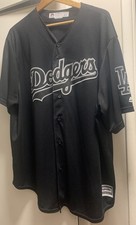 Men’s Los Angeles Dodgers LA Black Majestic Cool Base Jersey Size 3XL