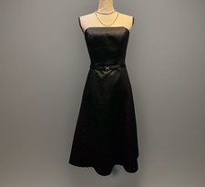 Michaelangelo Classic Black Strapless Y2K Cocktail Dress Tea Length Belted Sz 8