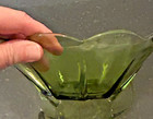 Vintage Green Pressed Glass Bowl 8"x3" Depression Style Serving Dish
