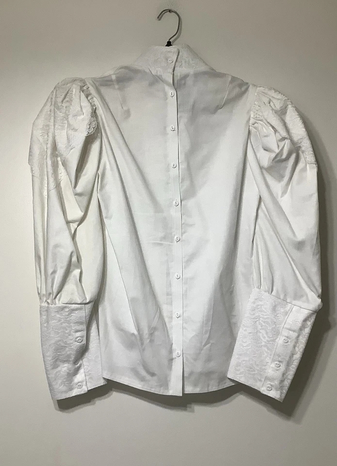 Vintage Recollections Blouse Puff Sleeve Victorian Lace White Princess Size S - Image 2 of 4