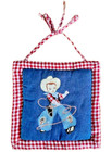 Vtg Baby Boy COWBOY Plush Quilted Wall Art Decoration Nursery Western 10x10"