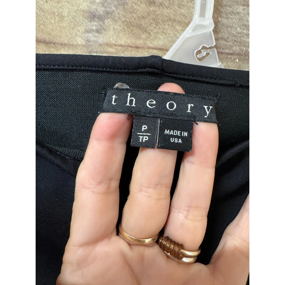 Leggings Jersey Theory Azray Techno Negro Cuero Borde P Pequeño Cordero Delgado Foto 4 de 4