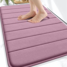 OLANLY Memory Foam Bath Mat 30x20, Super Soft Absorbent 30" X 20", Deep Plum