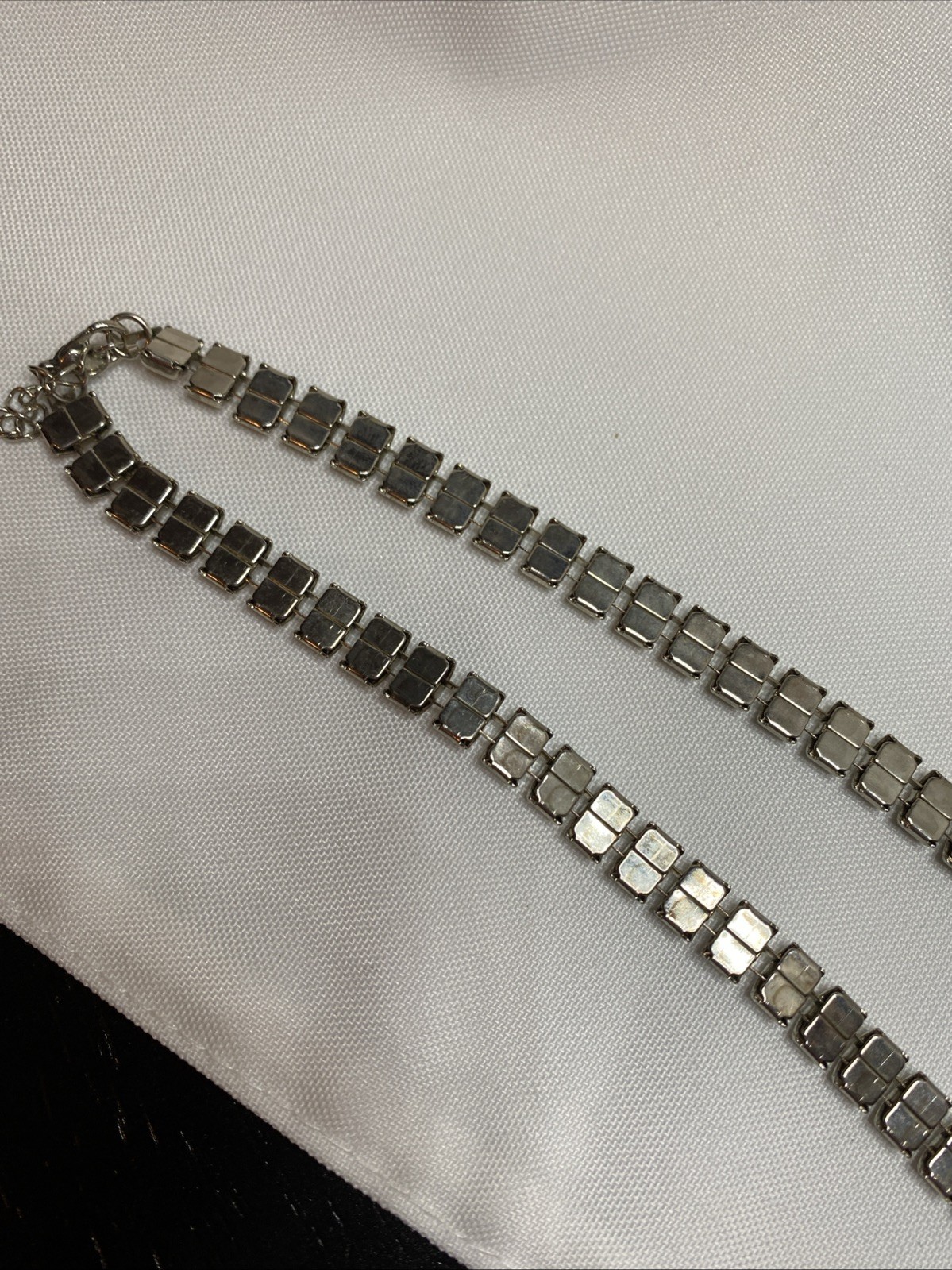 Statement Choker Reversible Block Link Silver Ton… - image 9