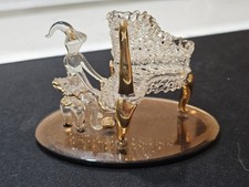 Spun Glass Piano Player Piano On Mirrored Base - 4.5"W