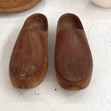 VTG Antique Dutch Wooden Clogs Traditional Hand Carved Klompen Shoes 10 Inch