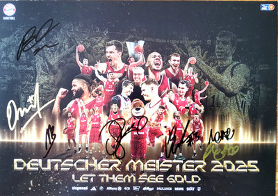 Fc Bayern basketball 7 original autographs, special print 20x30cm