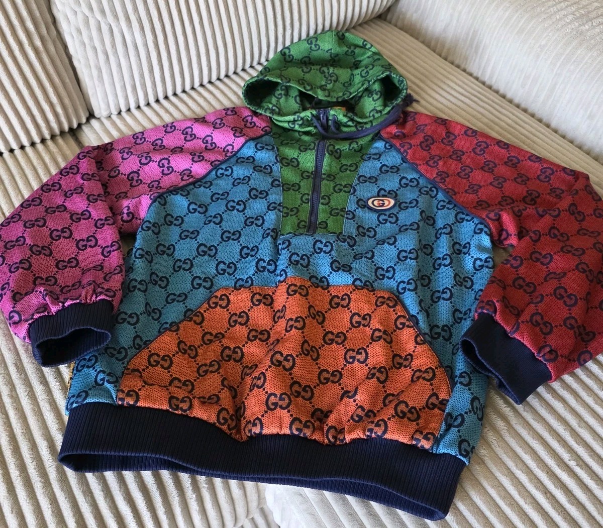 Gucci Monogram Multicolor Half Zip Hoodie Sweatshirt Jumper Men's
