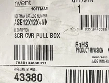nVent/Hoffman ASE12X12X4NK Junction/Pull Box SCR CVR