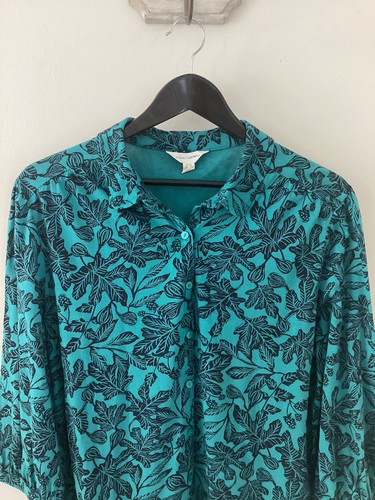 Ladies Seasalt Cornwall Green Floral 3/4 Embrace Shirt, UK Size 16, Good Cond - Imagen 2 de 4