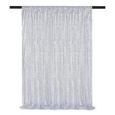 Glitter Silver Backdrop Curtain Panels 6x8FT Sequin Photography Backdrop