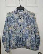 Rebecca Malone Textured Jacquard Tapestry Button Up Jacket 90's Y2K Petite M 