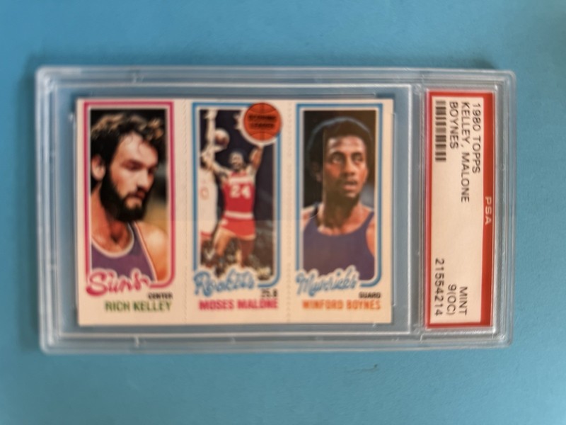 1980-81 Topps - Moses Malone, Rich Kelley, Winford Boynes #64-102-192 (RC) PSA 9