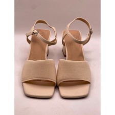 Journee Collection Evylinn-WD Beige Knit Square Toe Block Heel Sandals Womens 9W